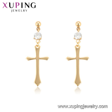 96936 xuping 18K gold color hoop wholesale cross women earrings